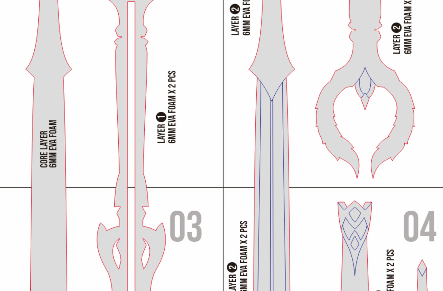 Prop Pattern: Aglaea Sword from Honkai Star Rail Cosplay Template Blueprint PDF
