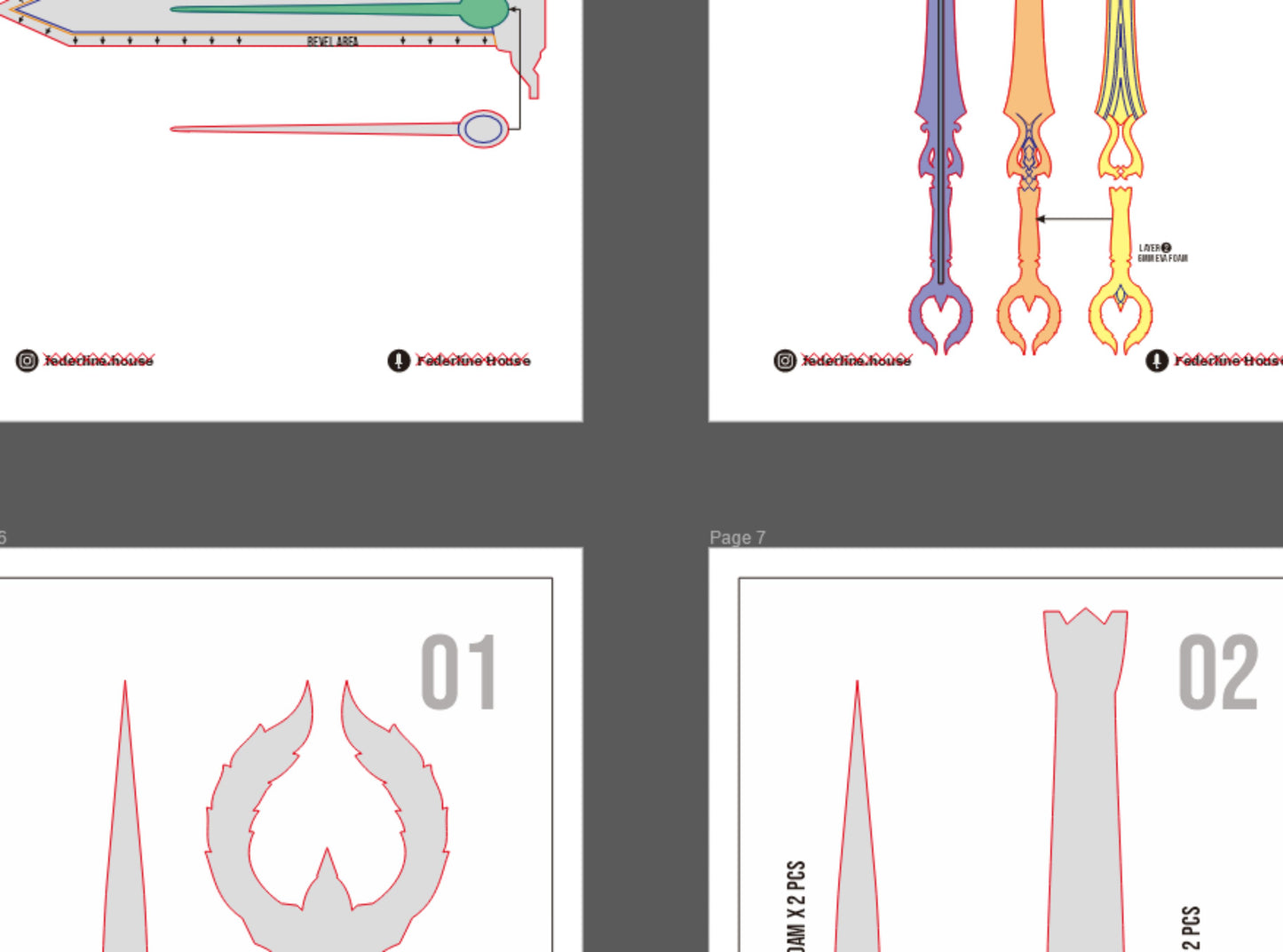 Prop Pattern: Aglaea Sword from Honkai Star Rail Cosplay Template Blueprint PDF
