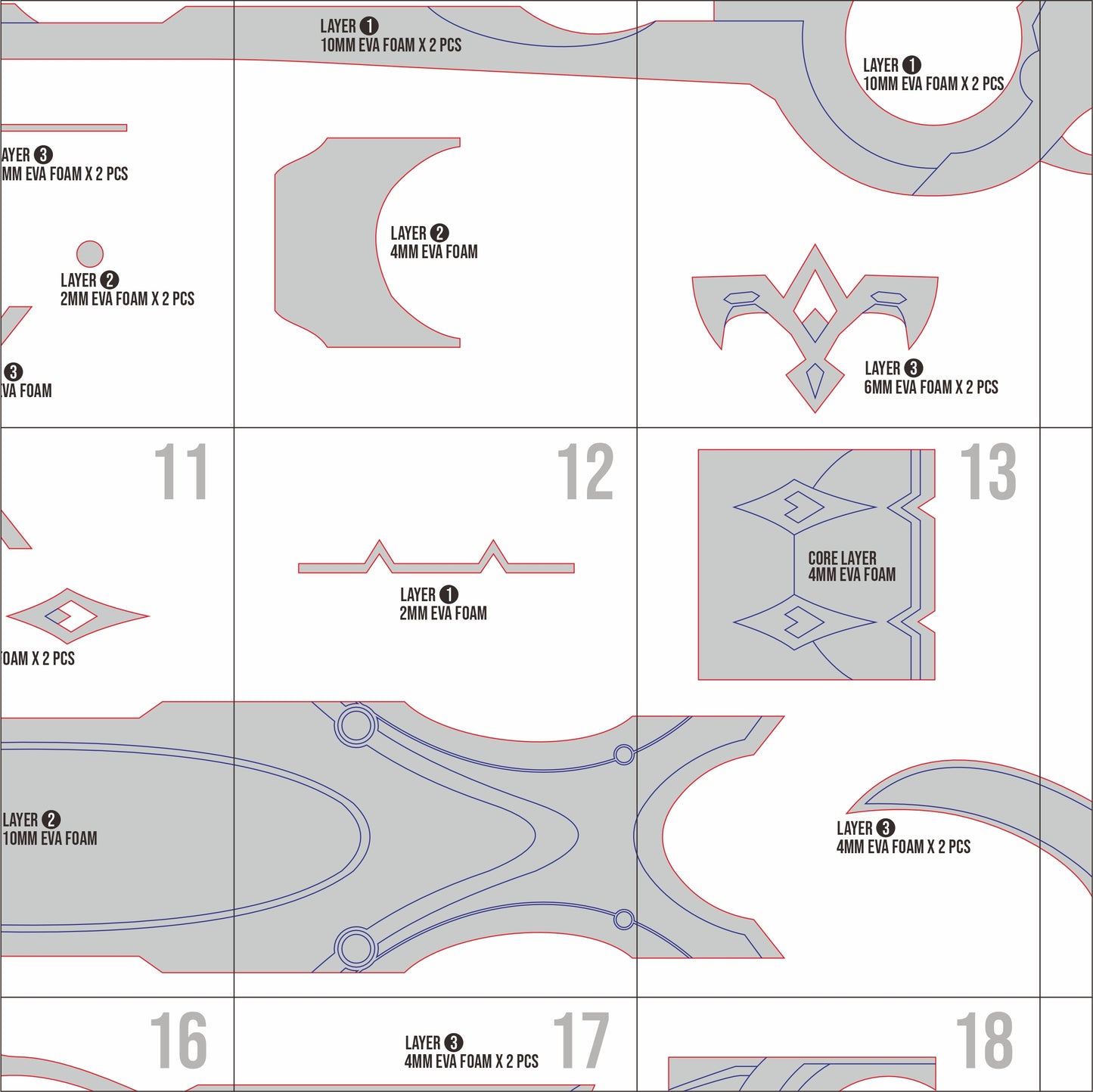 Anaxa Weapon Prop Pattern Template – EVA Foam Pattern for Cosplay & DIY Builds Inspired by Honkai Star Rail