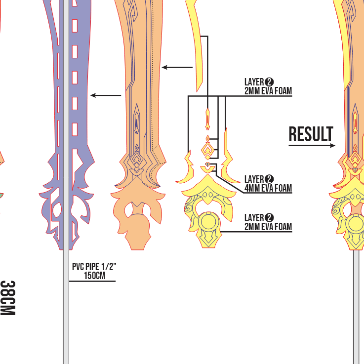 Blackcliff Slasher Prop Pattern Template – EVA Foam Pattern for Cosplay & DIY Builds Inspired by Genshin Impact