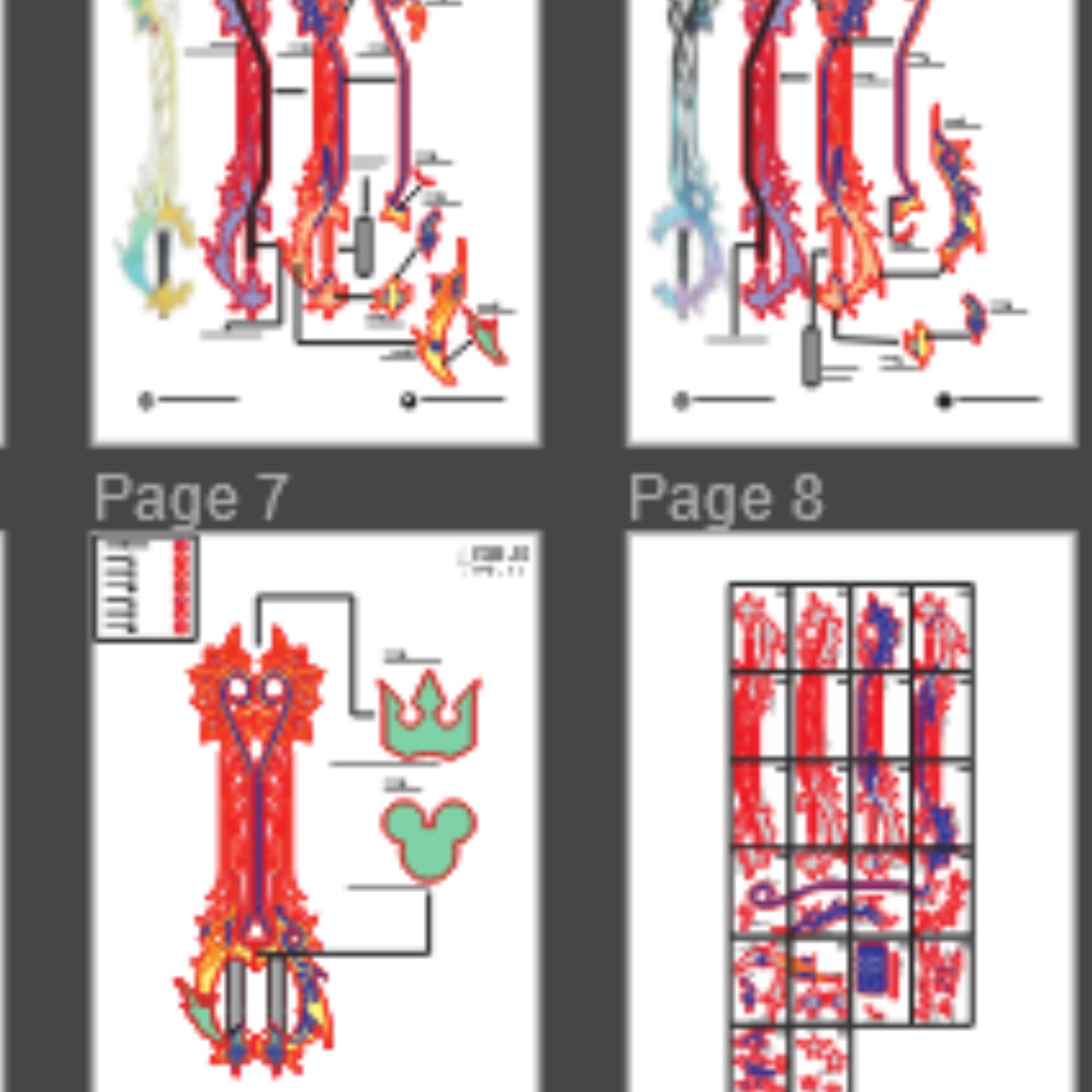 Prop Pattern: Combined Keyblade from Kingdom Hearts Cosplay Template Blueprint PDF