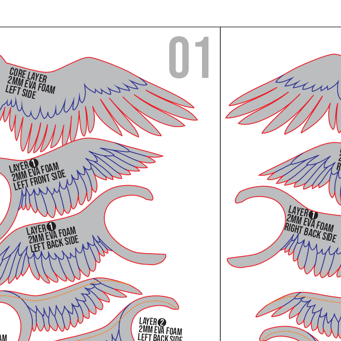 Cosplay Feathered Bird Ear Basic Pattern Template β EVA Foam Pattern for Cosplay & DIY Builds