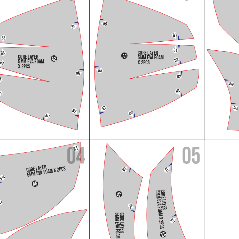 Curl Shoulder Armor Basic Pattern Template – EVA Foam Pattern for Cosplay & DIY Builds