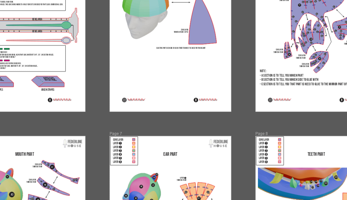 Derpy Helmet Prop Pattern Template – EVA Foam Pattern for Cosplay & DIY Builds Inspired by Kpop Demons Hunter