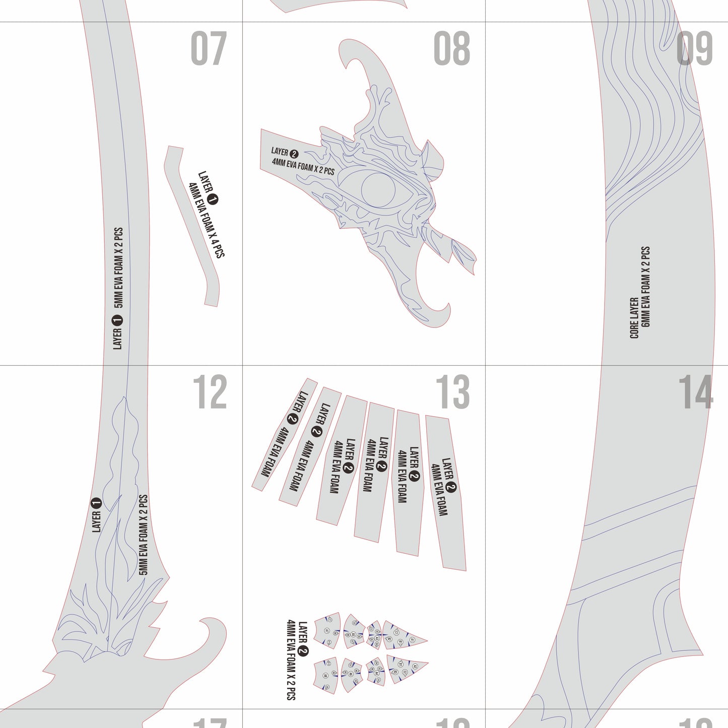 E-Ming (Manwha Vers.) Sword Prop Pattern Template – EVA Foam Pattern for Cosplay & DIY Builds Inspired by Heaven Official’s Blessing
