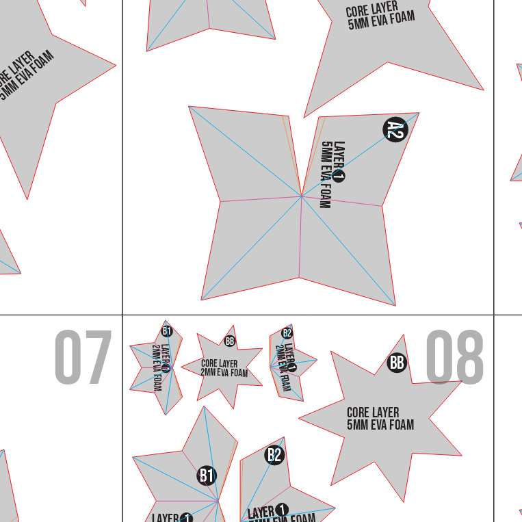 Foam Stars Templates Collection (6 Styles) β EVA Foam Basic Pattern for Cosplay & DIY Builds