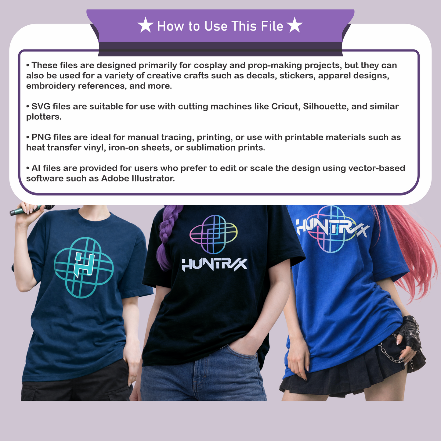 Huntrix Logo T-Shirt Design – Ready to Print Graphic Inspired by K-Pop Demon Hunter