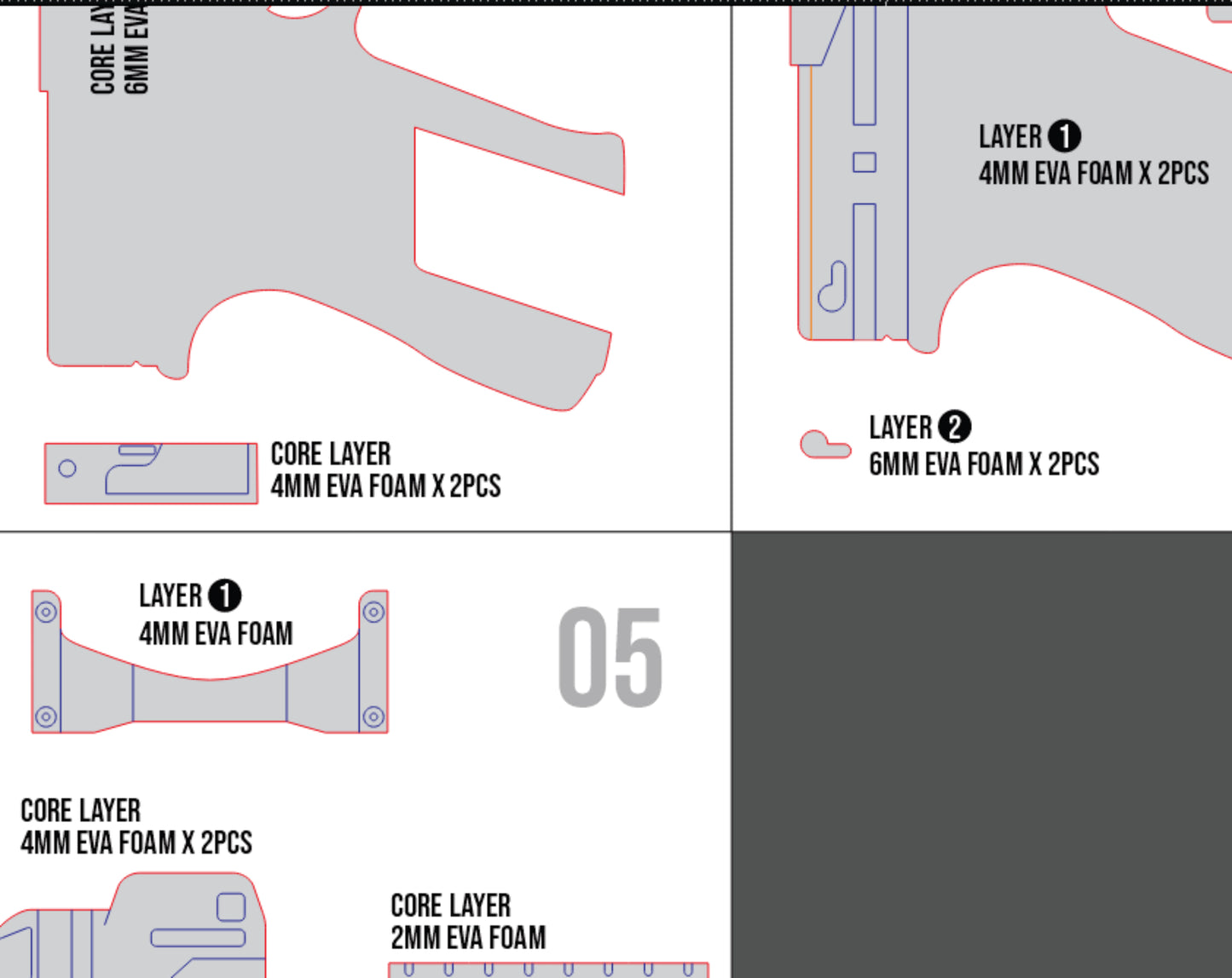 Prop Pattern: Jill Gun Weapon from Nikke for Cosplay Template Blueprint PDF