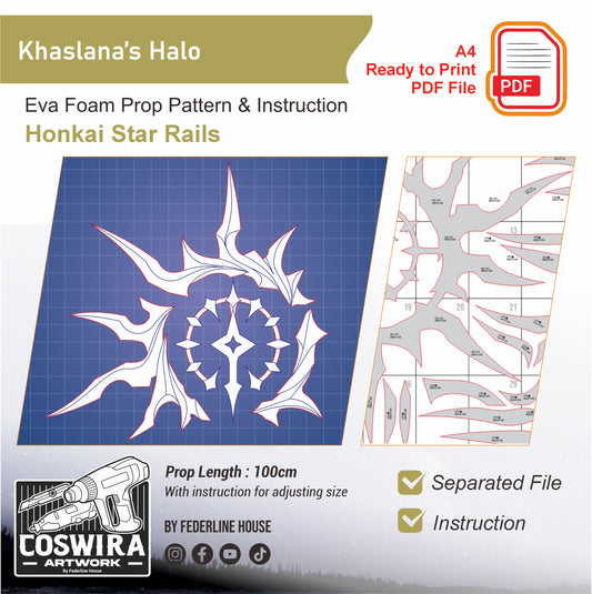 Prop Pattern: Khaslana's Halo from Honkai Star Rail Cosplay Template Blueprint PDF