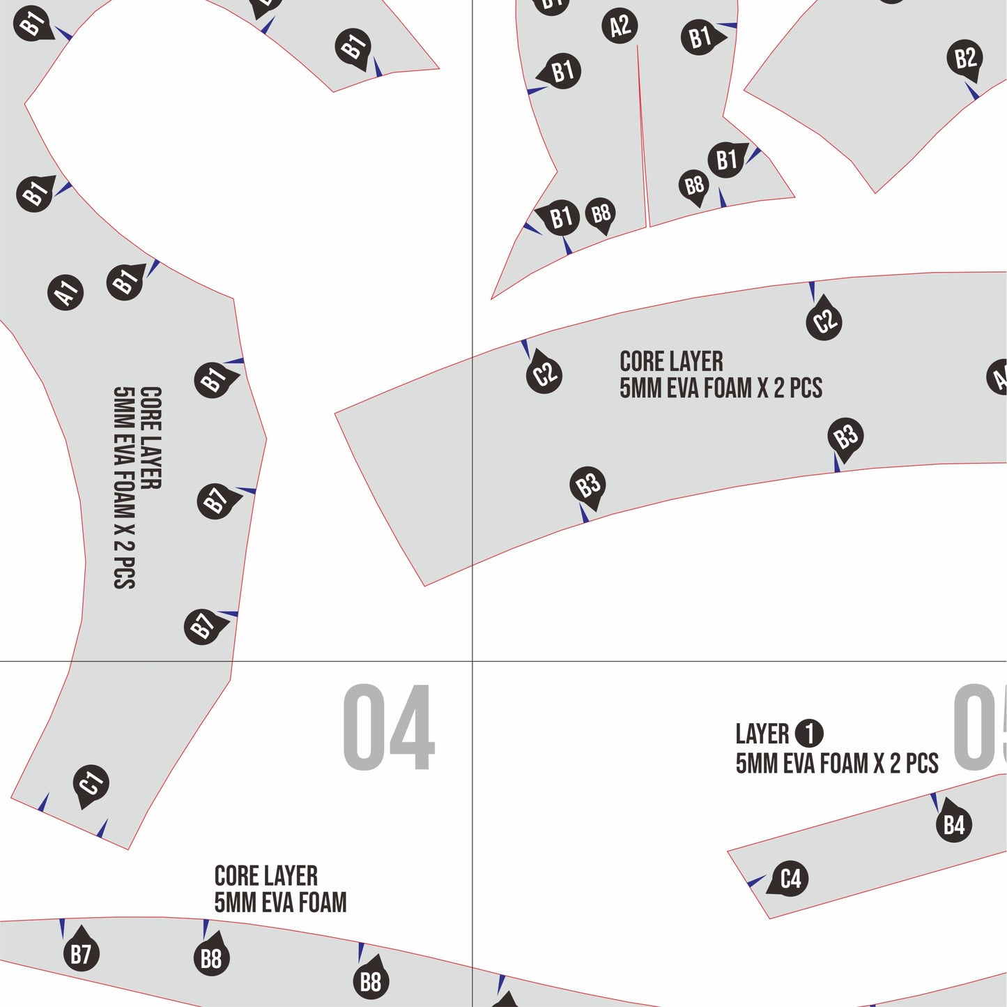 Knight Helmet No.2 Basic Pattern Template – EVA Foam Cosplay PDF for DIY Builds