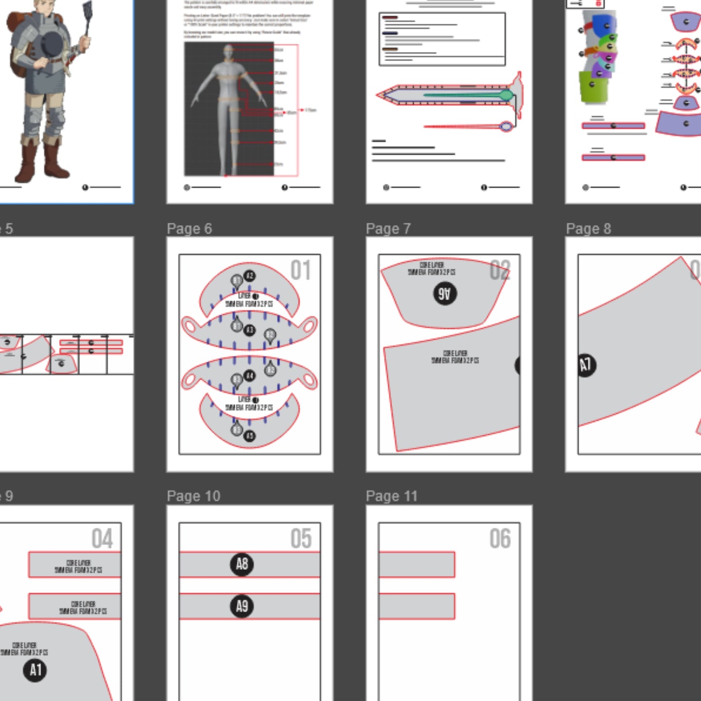 Prop Pattern: Laios Touden Armor from Dungeon Meshi Cosplay Template PDF