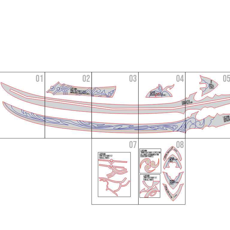 Musou no Hitotachi Sword Prop Pattern Template – EVA Foam Pattern for Cosplay & DIY Builds Inspired by Raiden Shogun (Genshin Impact)