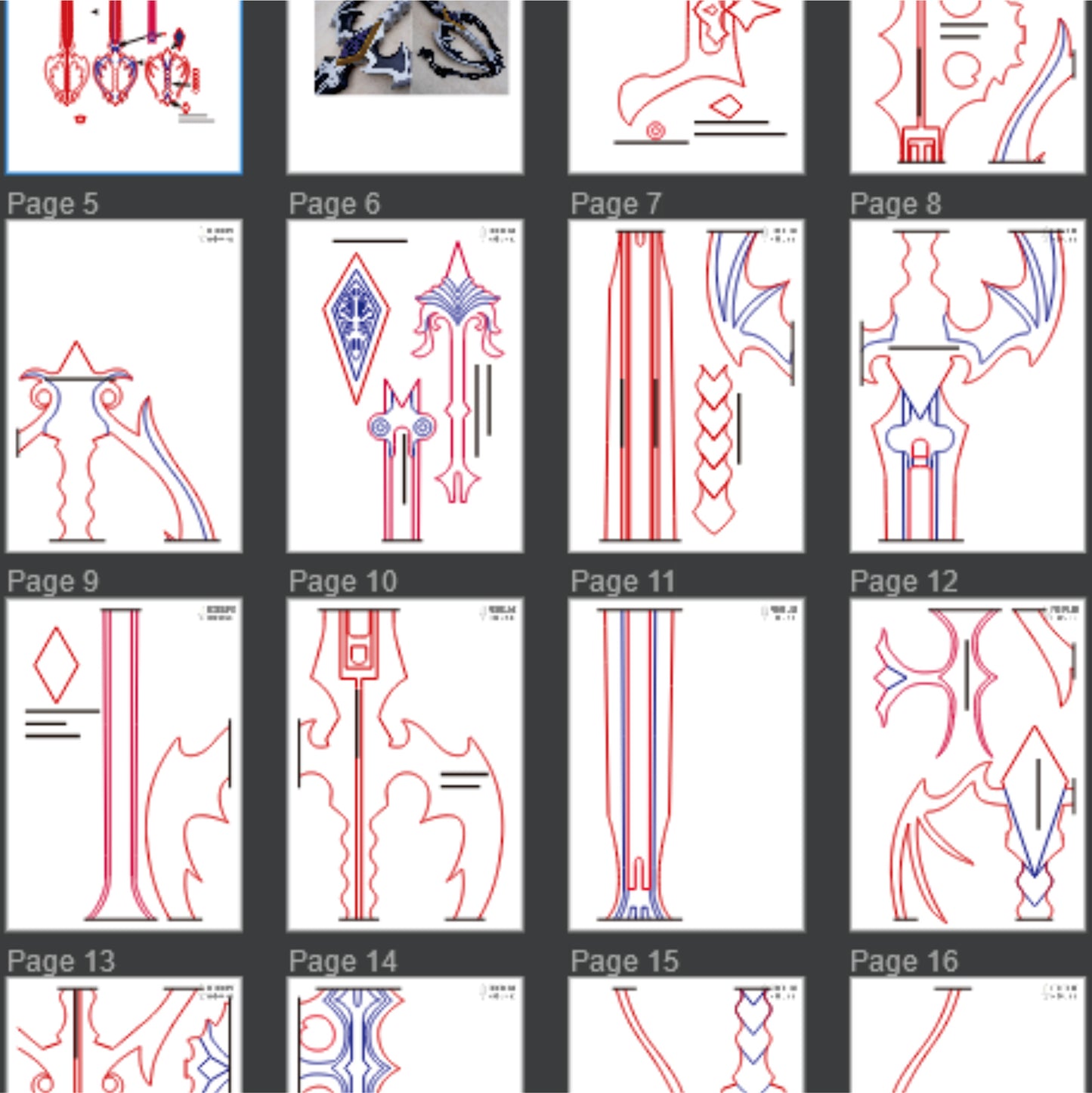 Pattern + Video on YouTube: Oblivion Keyblade from Kingdom Hearts Cosplay Template Blueprint PDF