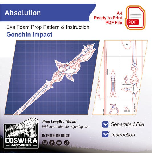 Prop Pattern: Absolution from Genshin Impact Cosplay Template Blueprint PDF