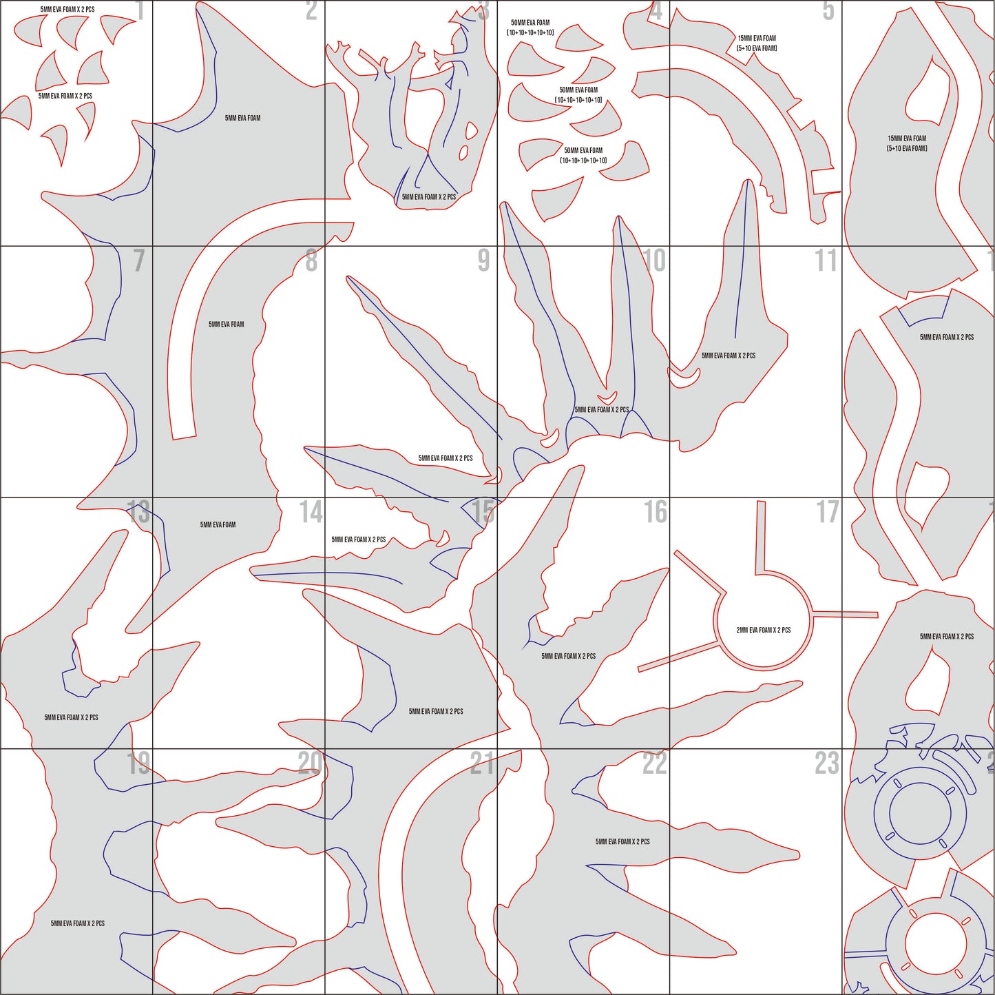 Prop Pattern: Aymr Axe from Fire Emblem Cosplay Template Blueprint PDF