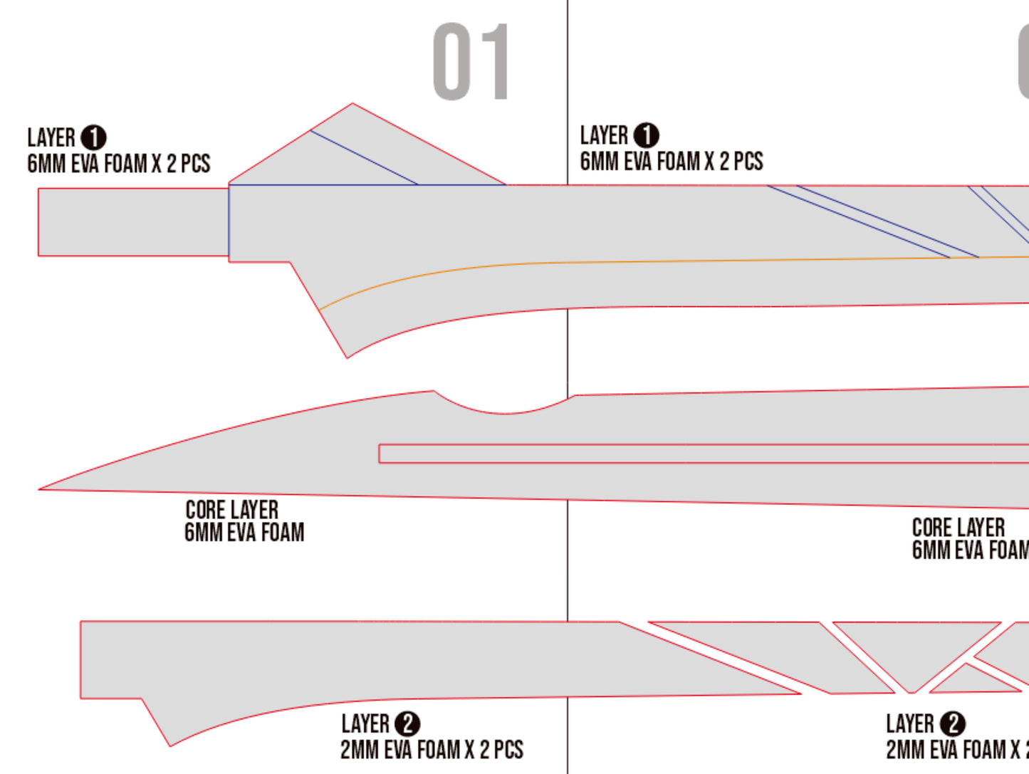 Prop Pattern: Azurelight Skirk Sword from Genshin Impact Cosplay Template Blueprint PDF