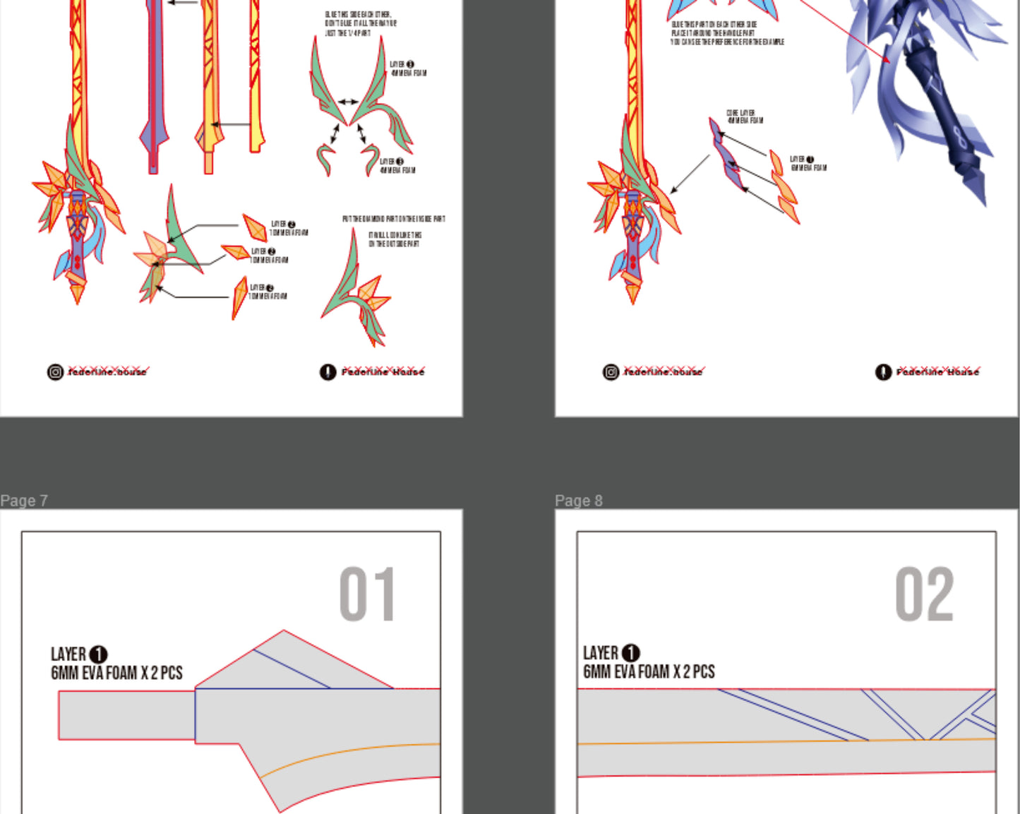 Prop Pattern: Azurelight Skirk Sword from Genshin Impact Cosplay Template Blueprint PDF