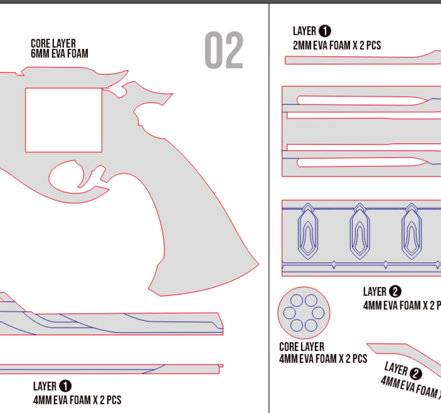 Prop Pattern: Boothill Revolver from Honkai Star Rail Cosplay Template Blueprint PDF