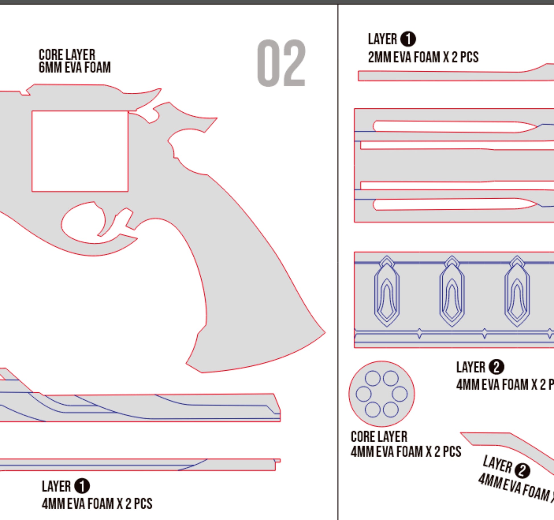 Prop Pattern: Boothill Revolver from Honkai Star Rail Cosplay Template Blueprint PDF