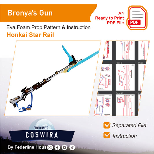Prop Pattern: Bronya's Gun from Honkai Star Rail Cosplay Template Blueprint PDF