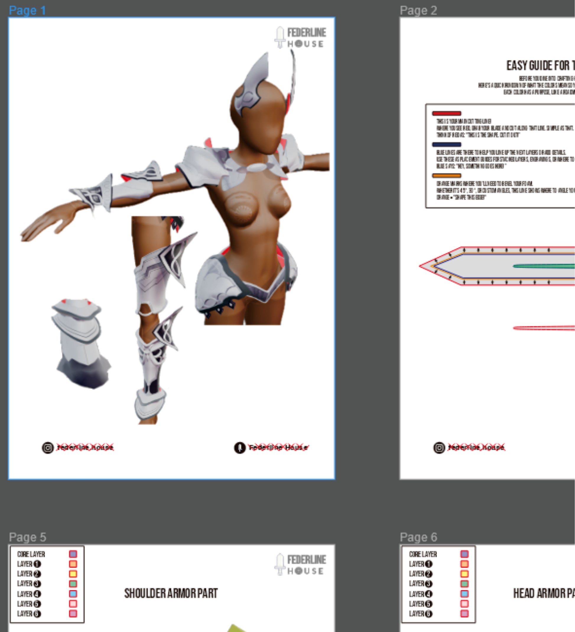 Prop Pattern: Caenis Armor from Fate Grand Order Cosplay Template Blueprint PDF