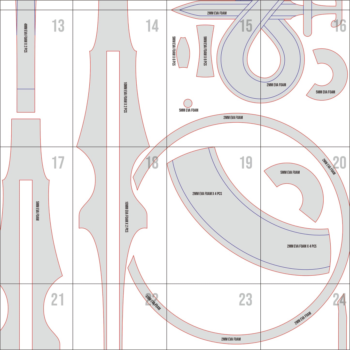 Prop Pattern: Caenis Spear and Shield from Fate Grand Order Cosplay Template Blueprint PDF
