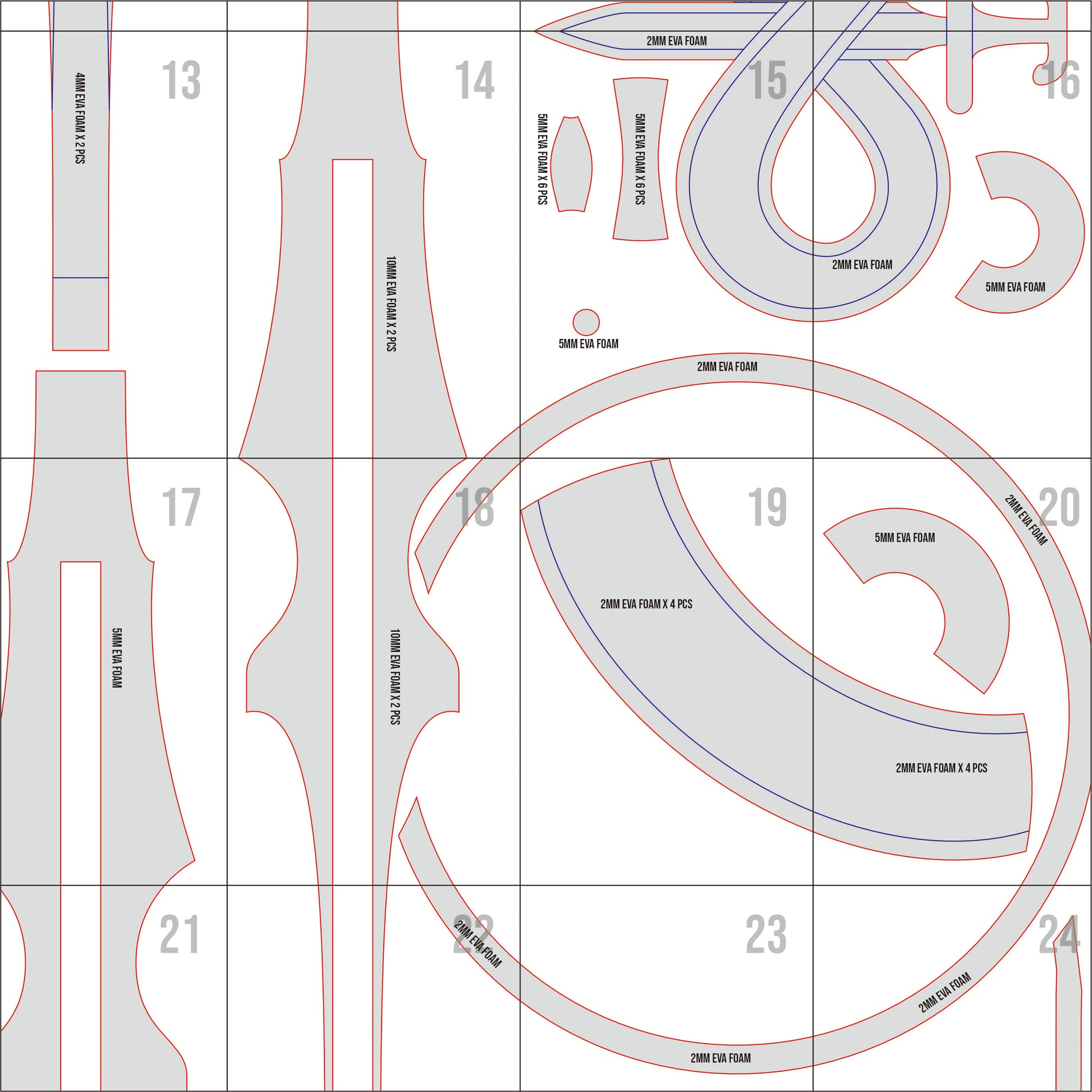 Prop Pattern: Caenis Spear and Shield from Fate Grand Order Cosplay Template Blueprint PDF