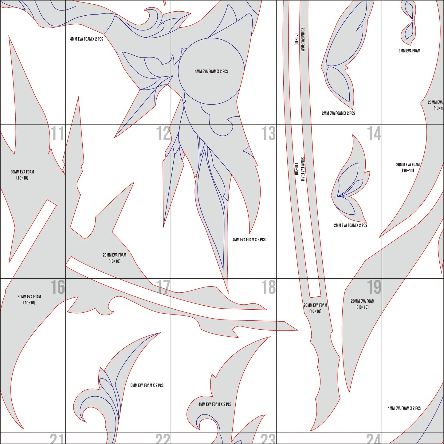 Prop Pattern: Castorice Scythe from Honkai Star Rail Cosplay Template Blueprint PDF