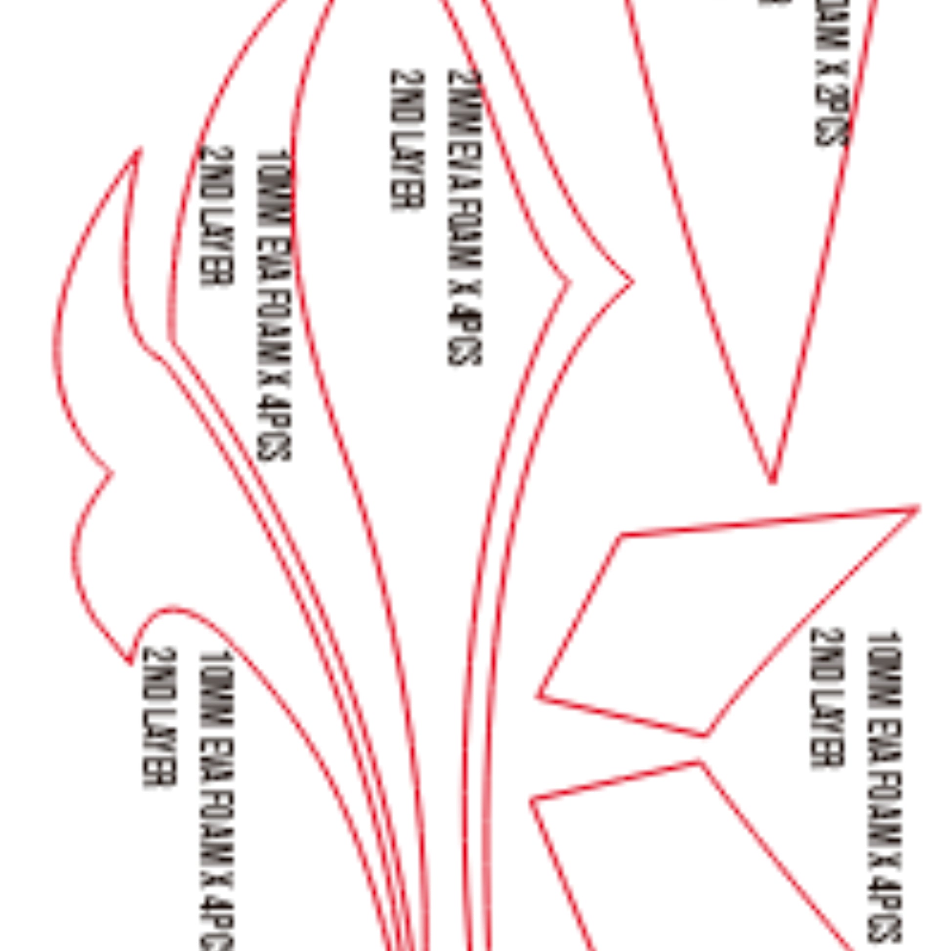 Prop Pattern: Childe Dual Daggers from Genshin Impact Cosplay Template Blueprint PDF