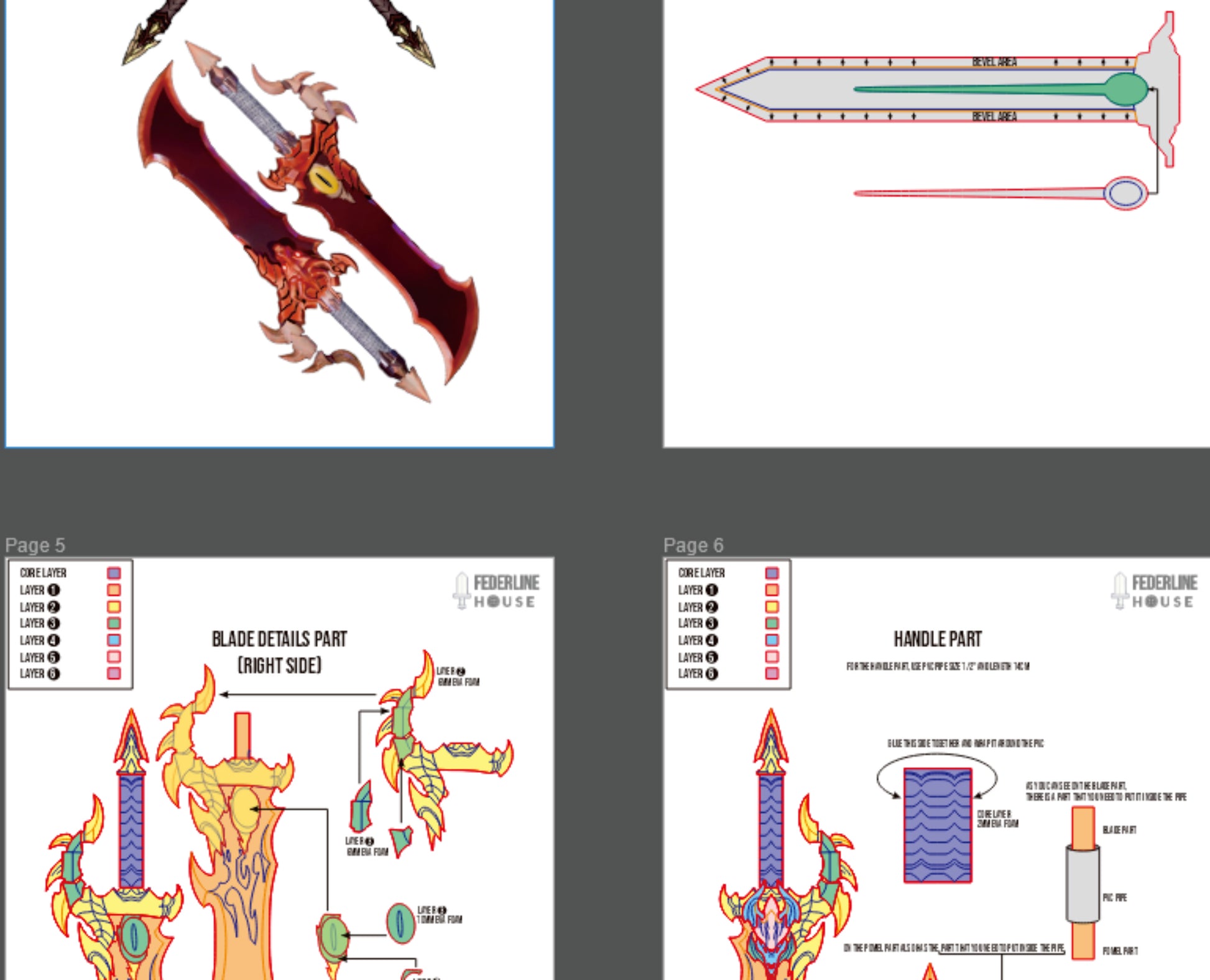 Prop Pattern: Demon King's Dagger from Solo Leveling Cosplay Template Blueprint PDF