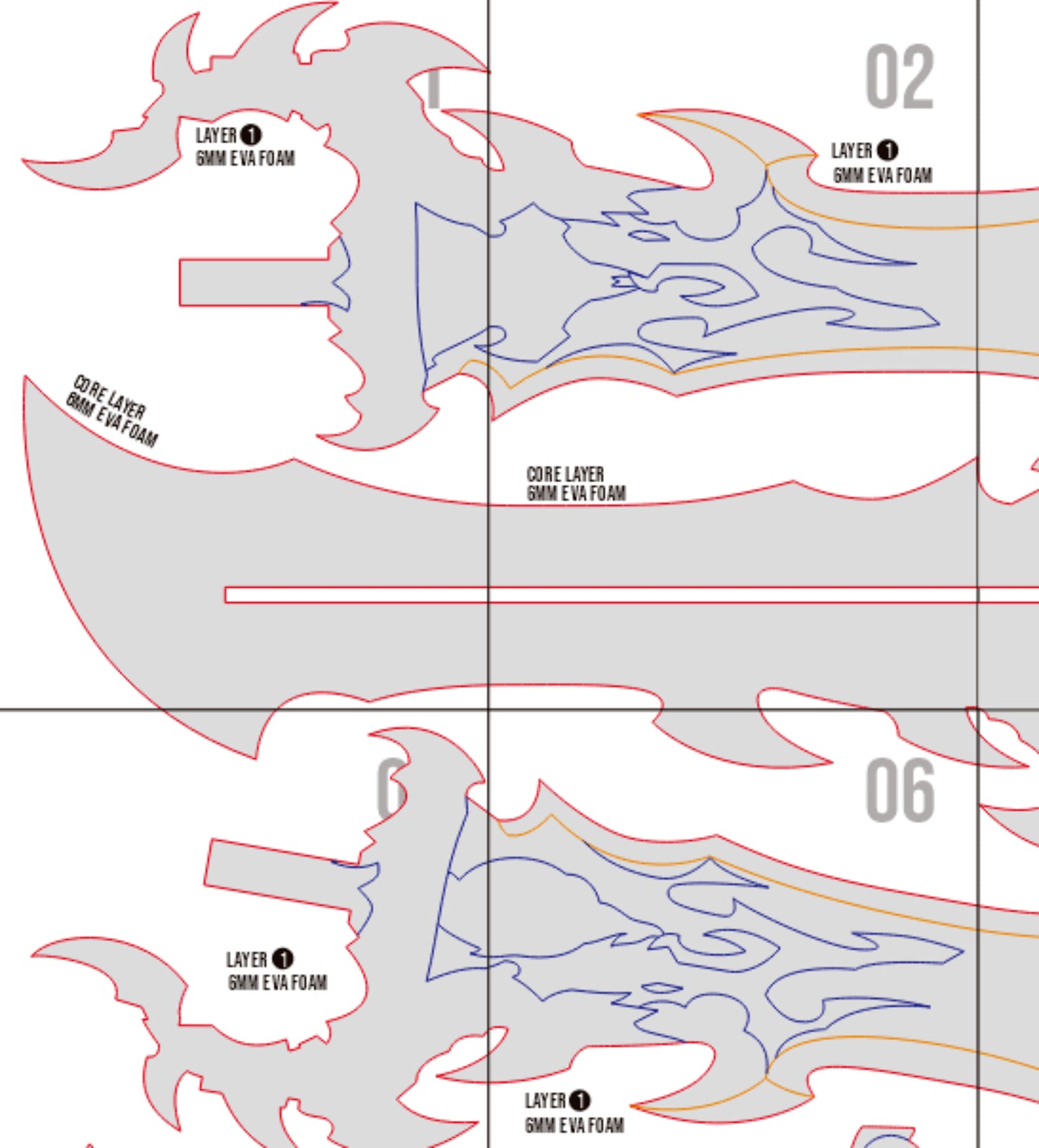 Prop Pattern: Demon King's Dagger from Solo Leveling Cosplay Template Blueprint PDF