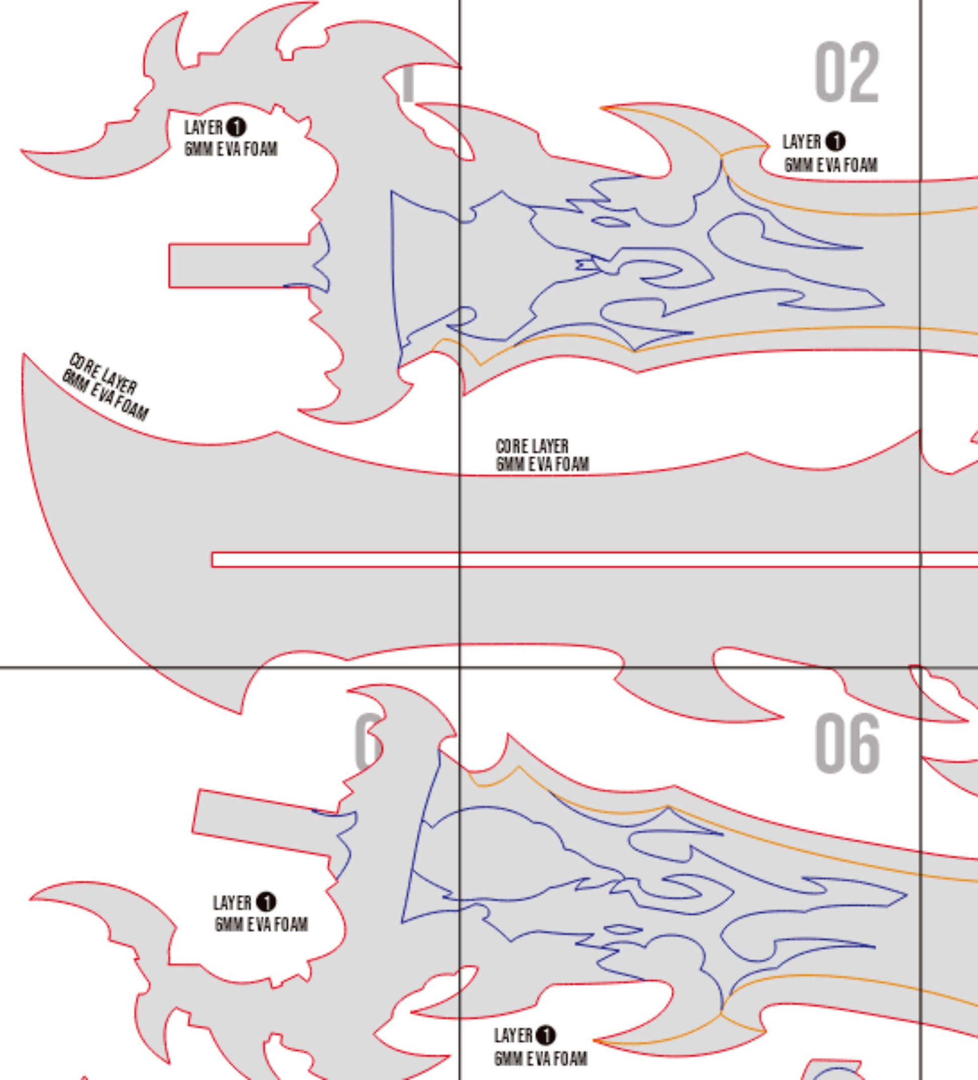 Prop Pattern: Demon King's Dagger from Solo Leveling Cosplay Template Blueprint PDF