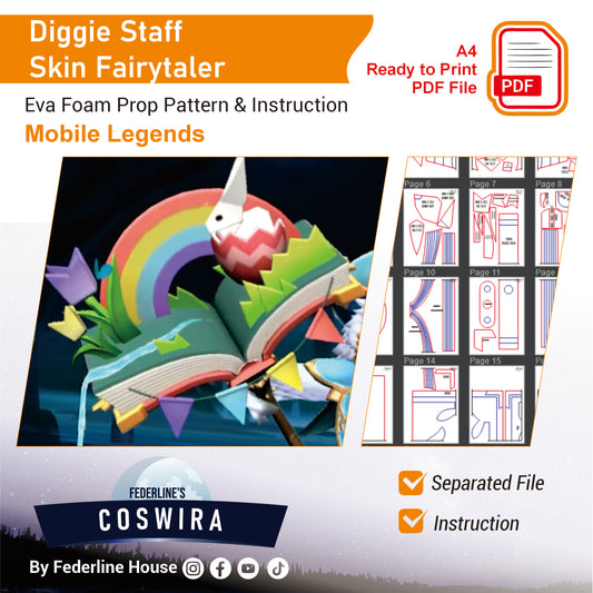 Prop Pattern: Diggie Staff Fairytaler Skin from Mobile Legends Cosplay Template Blueprint PDF