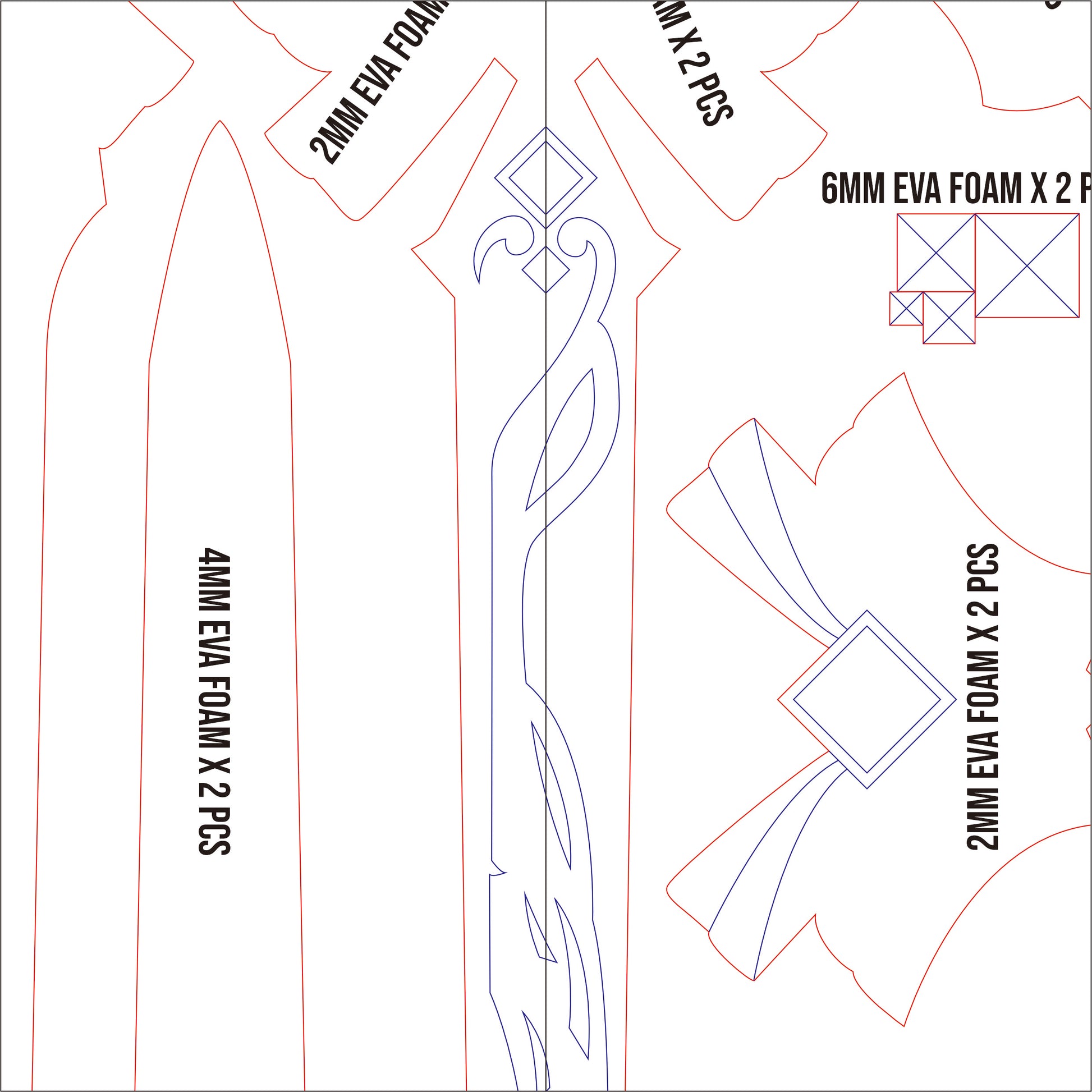 Prop Pattern: Favonius Sword from Genshin Impact Cosplay Template Blueprint PDF