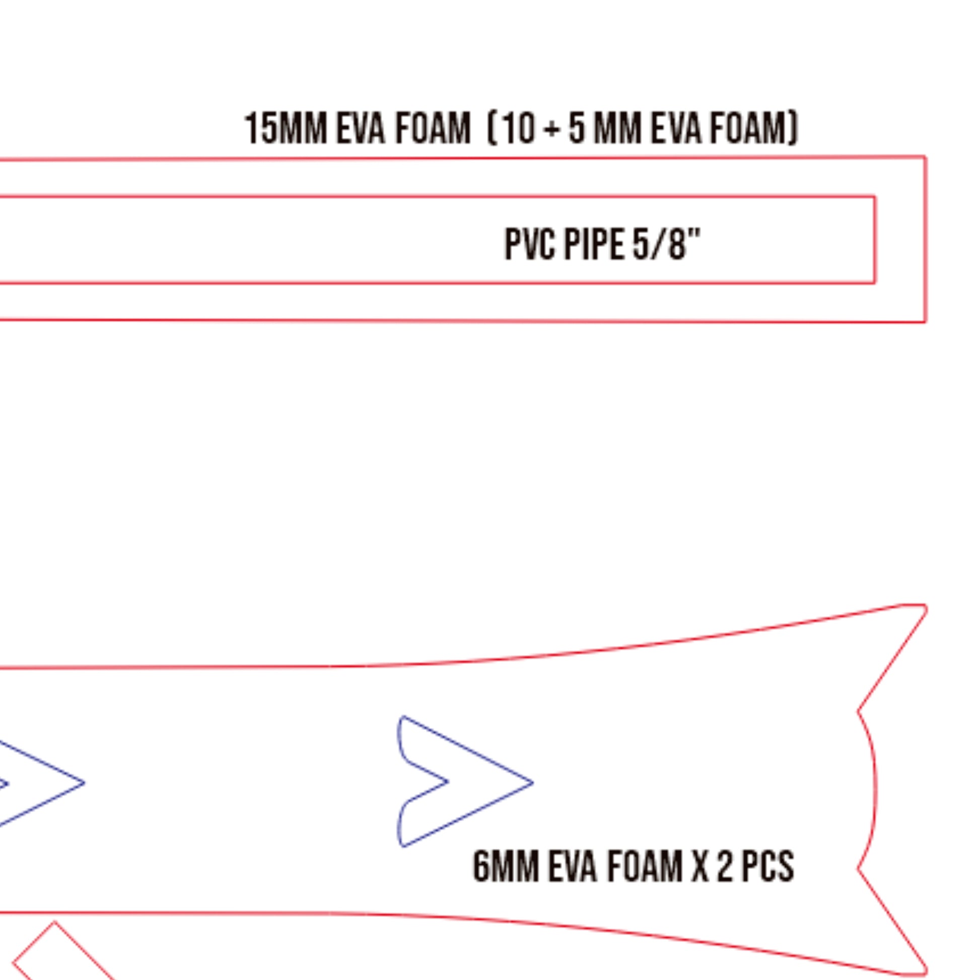 Prop Pattern: Fu Hua Whip Sword from Honkai Impact 3rd Cosplay Template Blueprint PDF