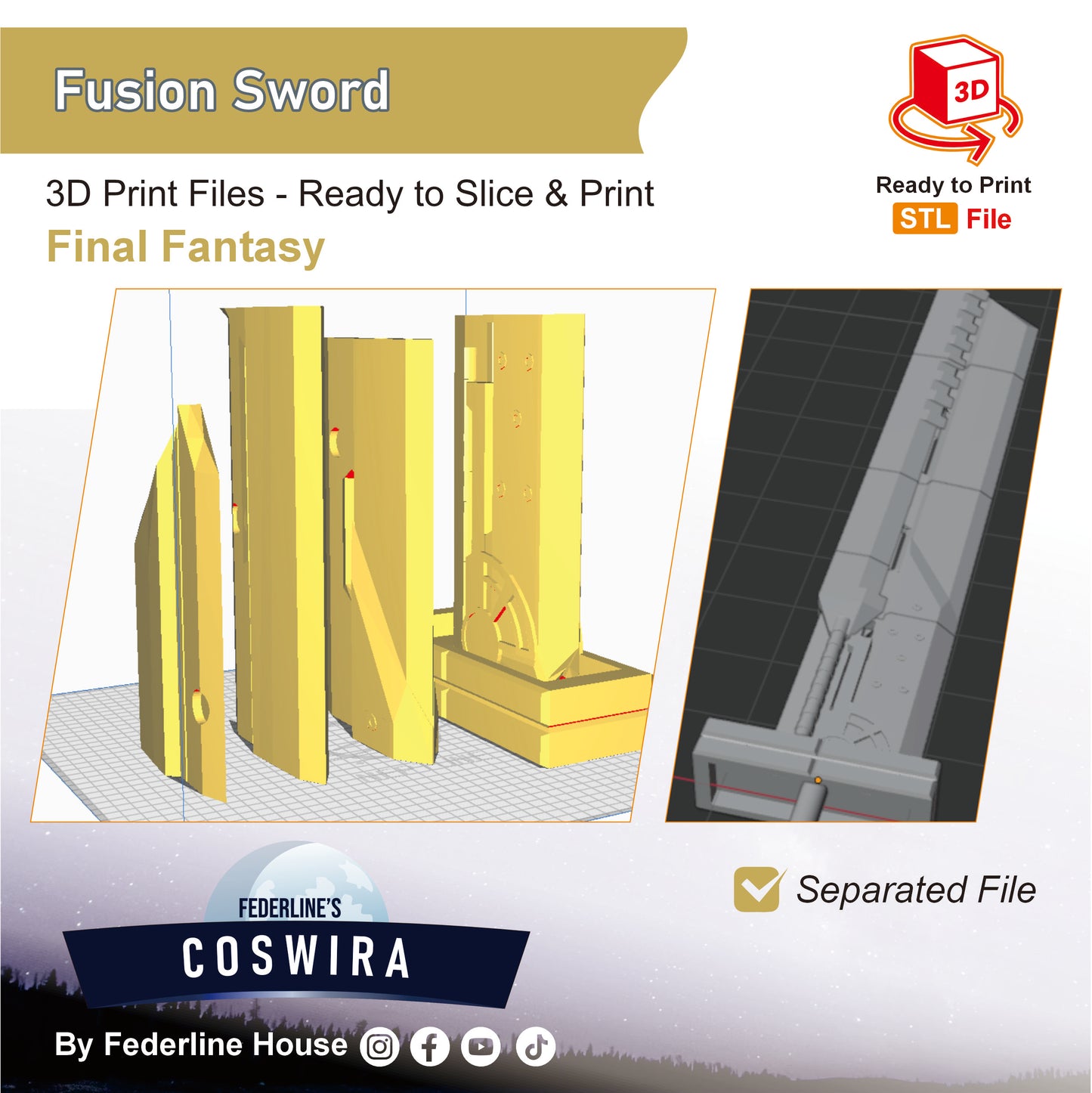 Prop Pattern: Fusion Sword 3D from Final Fantasy Cosplay Template Blueprint PDF