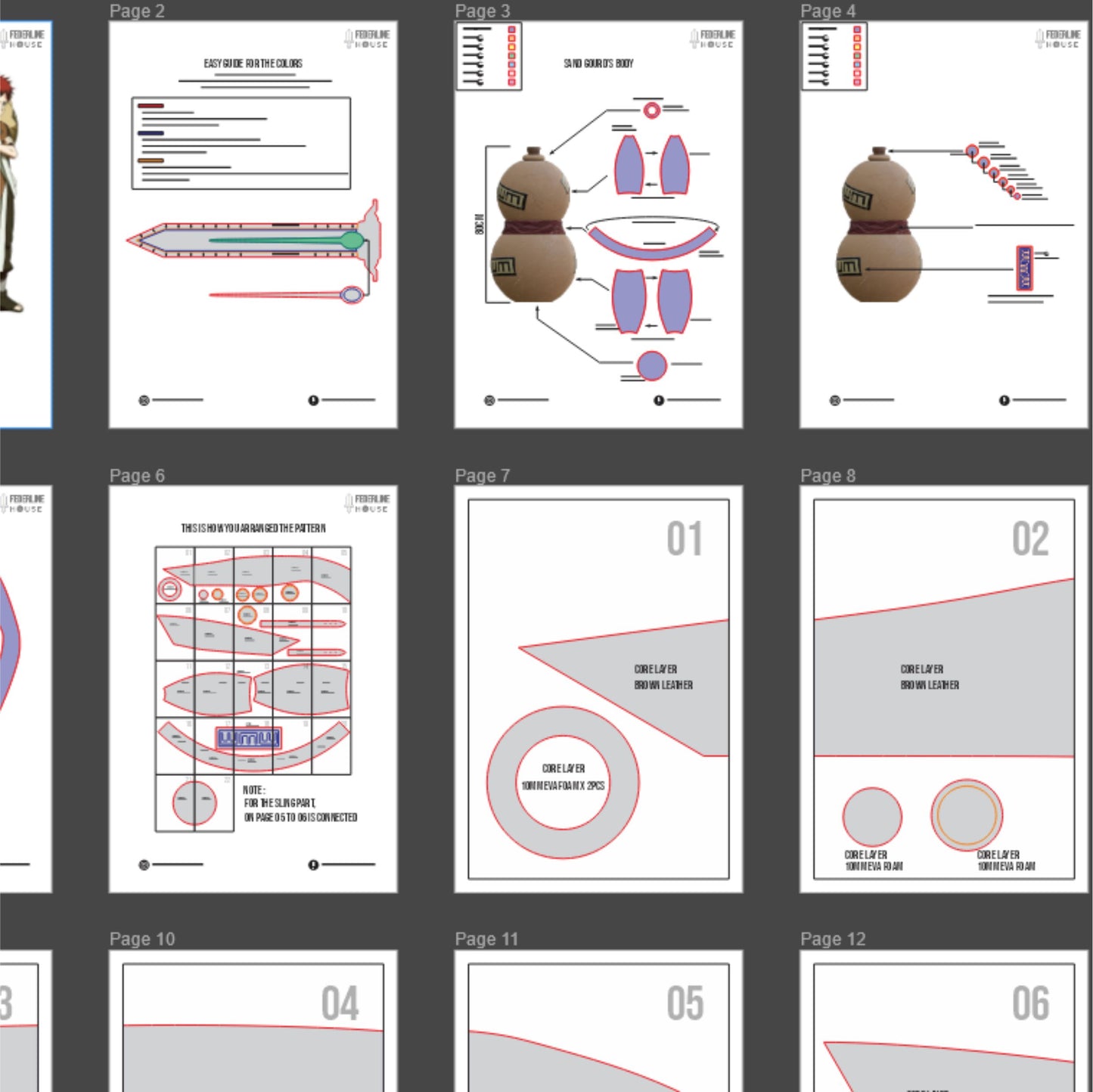 Prop Pattern: Gaara Gourd from Naruto Cosplay Template Blueprint PDF