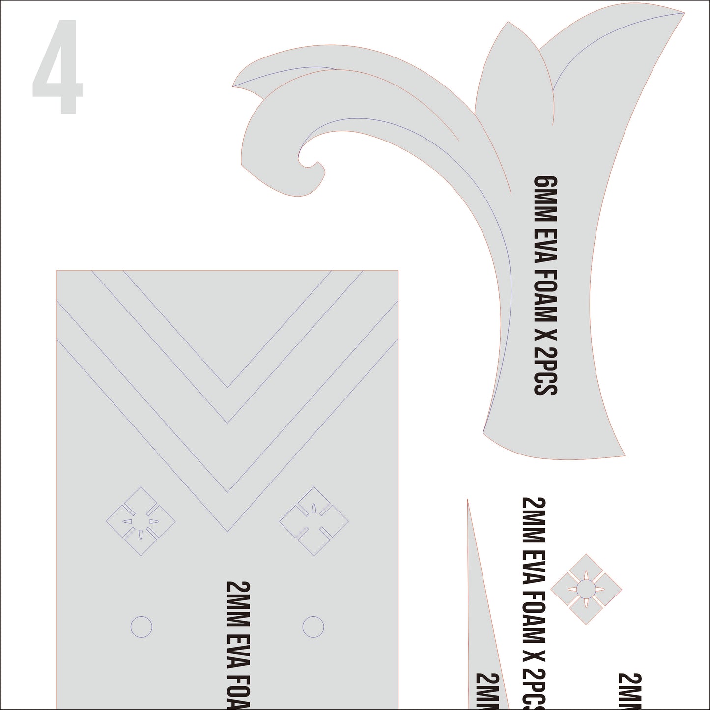 Prop Pattern: Haran Geppaku Futsu from Genshin Impact Cosplay Template Blueprint PDF