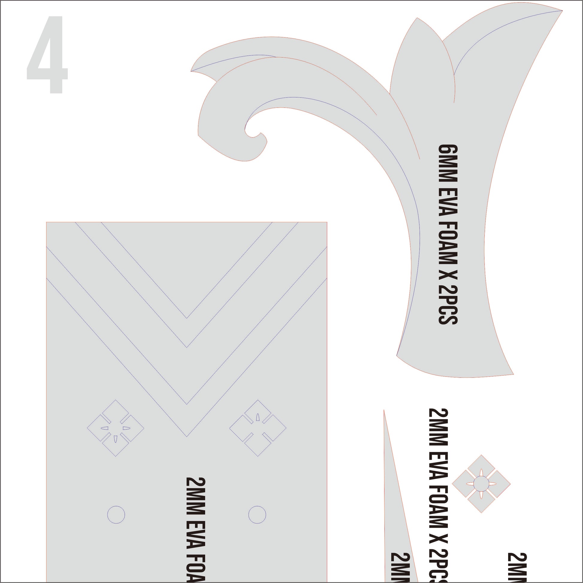 Prop Pattern: Haran Geppaku Futsu from Genshin Impact Cosplay Template Blueprint PDF