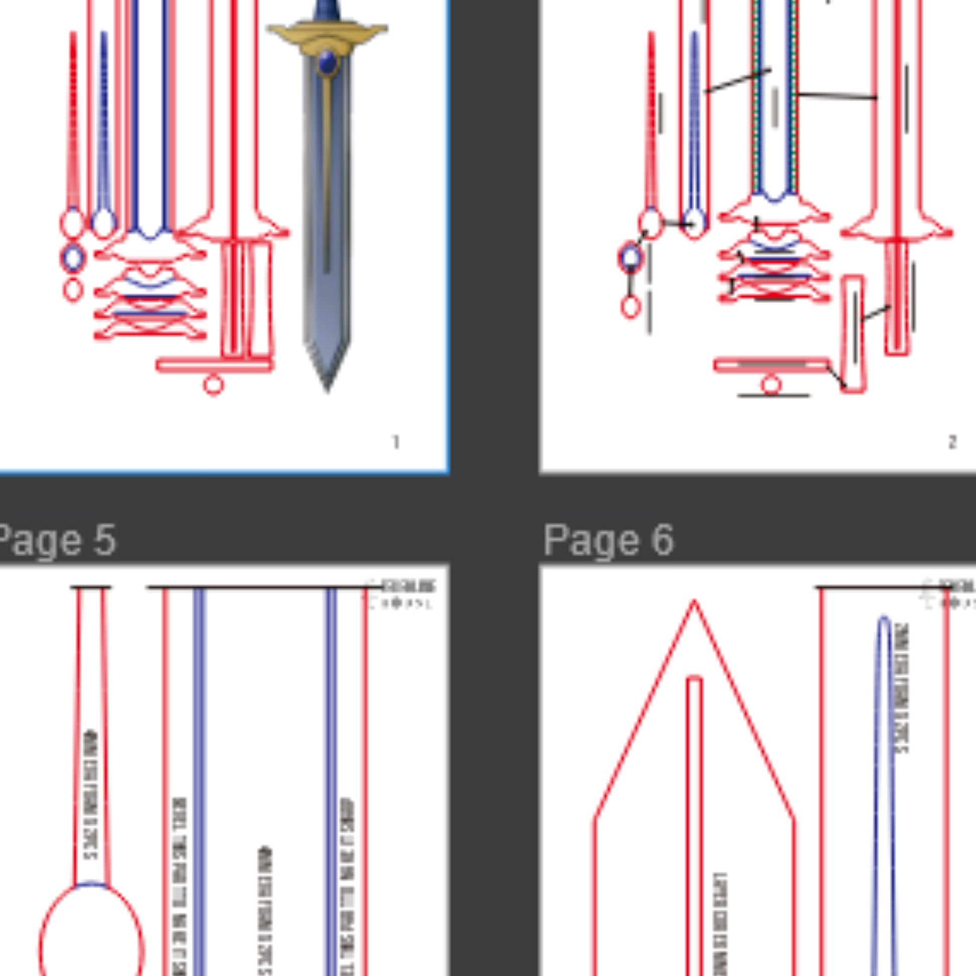 Prop Pattern: Himmel Sword from Sousou no Frieren Cosplay Template Blueprint PDF