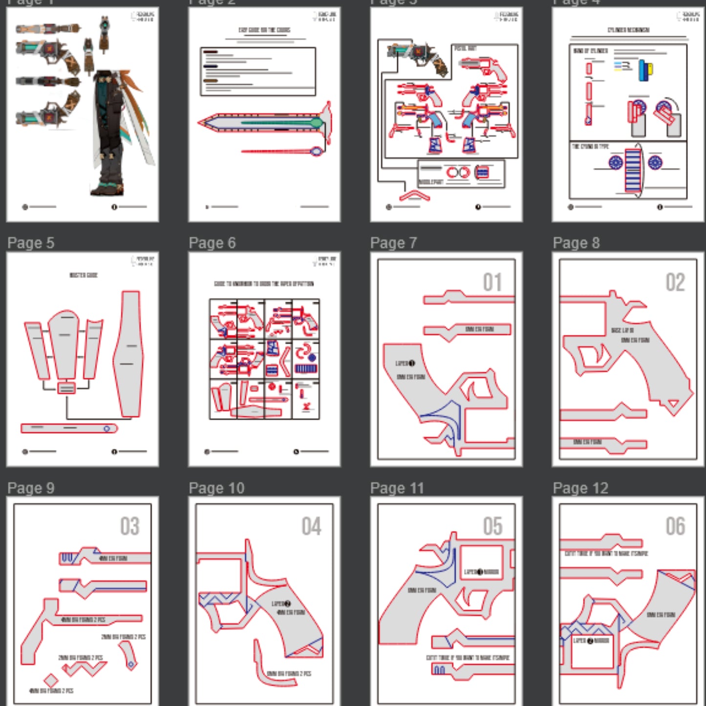 Prop Pattern: Ifa's Gun from Genshin Impact Cosplay Template Blueprint PDF