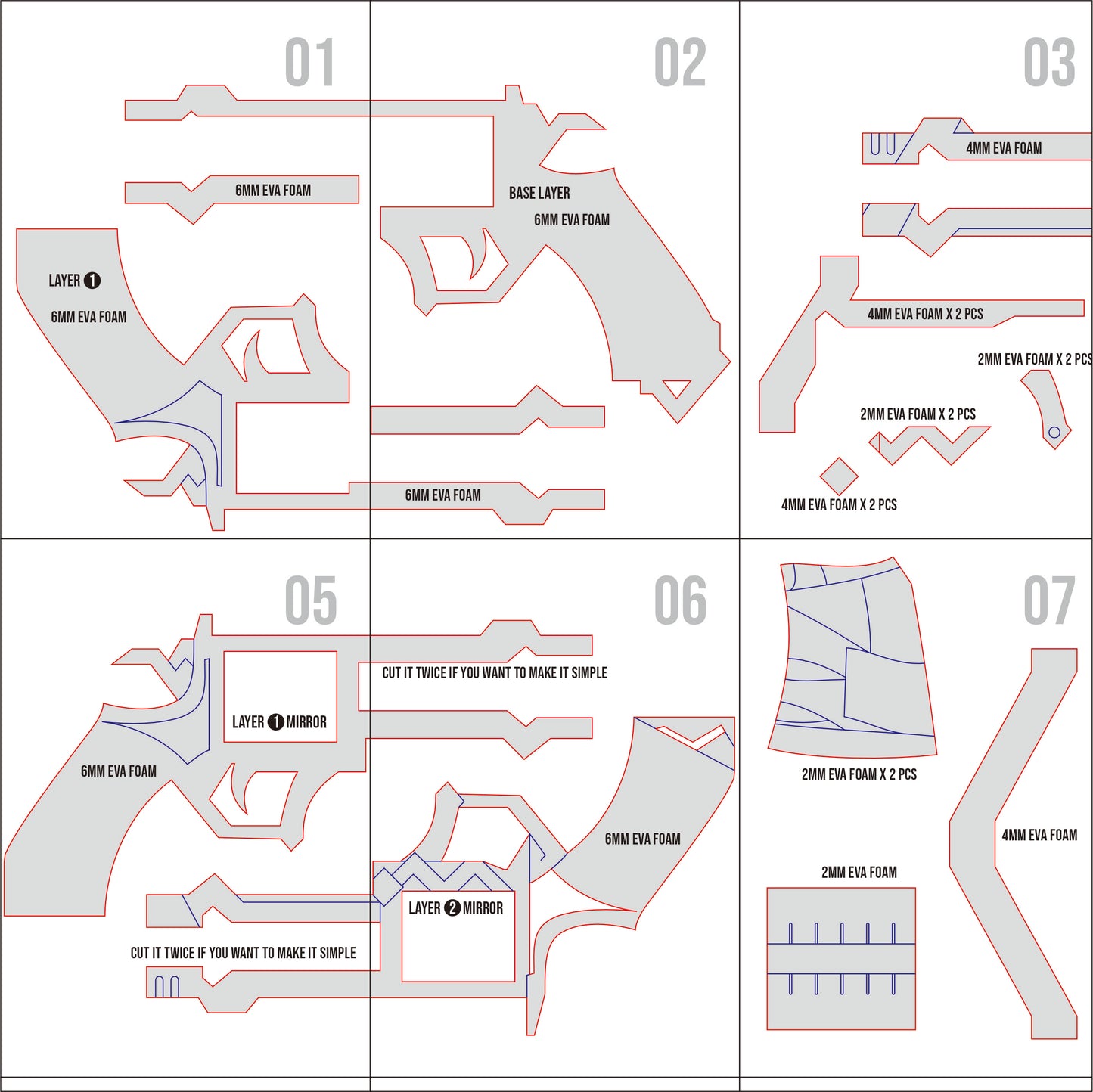 Prop Pattern: Ifa's Gun from Genshin Impact Cosplay Template Blueprint PDF