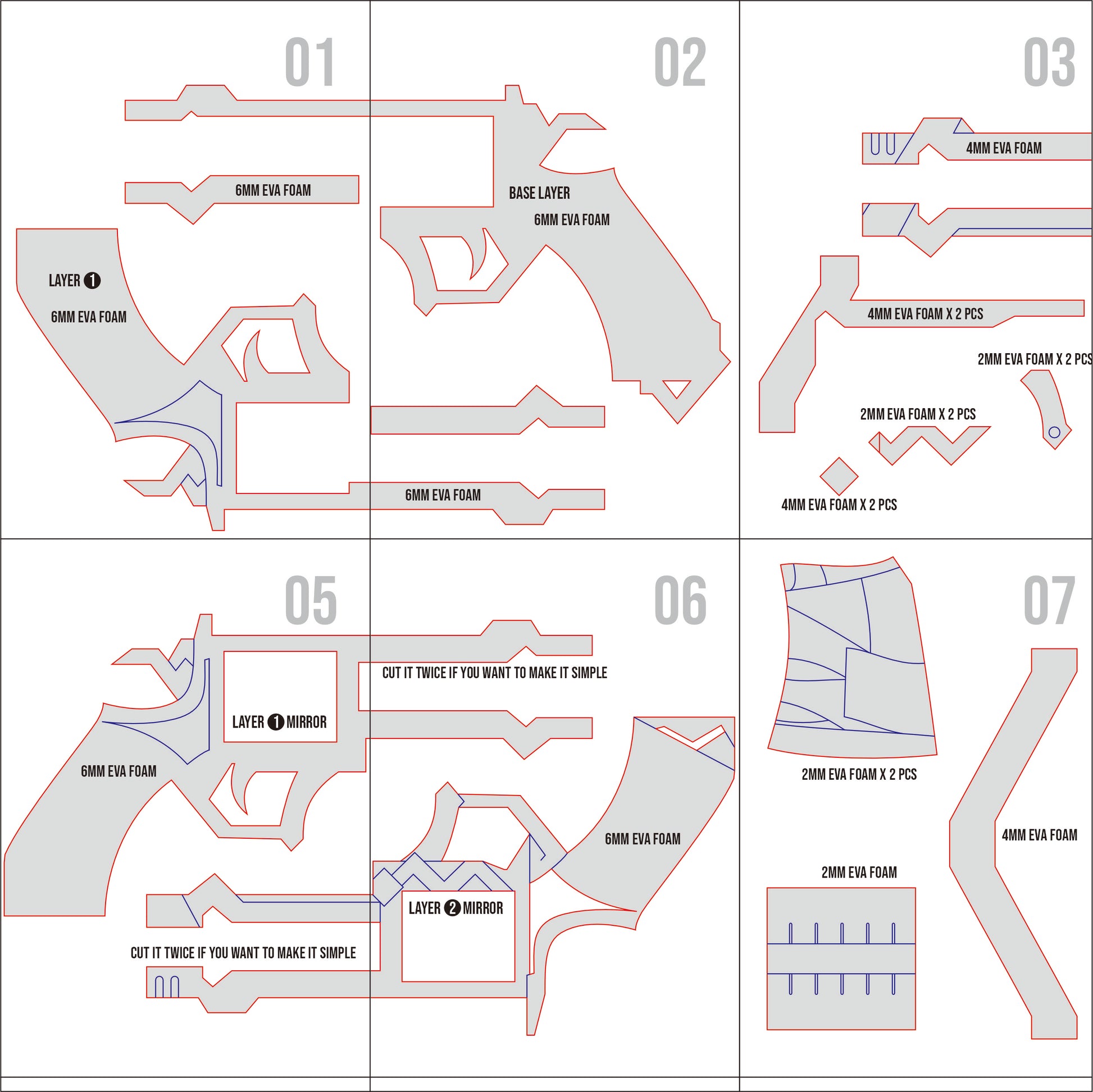 Prop Pattern: Ifa's Gun from Genshin Impact Cosplay Template Blueprint PDF