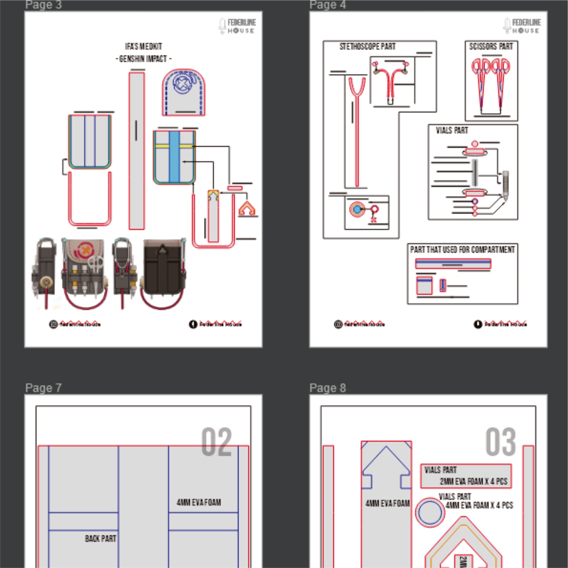 Prop Pattern: Ifa's Medkit from Genshin Impact Cosplay Template Blueprint PDF