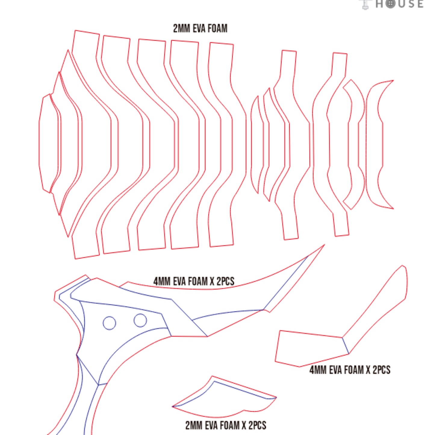 Prop Pattern: Knight Slayer Sword from Solo Leveling Cosplay Template Blueprint PDF