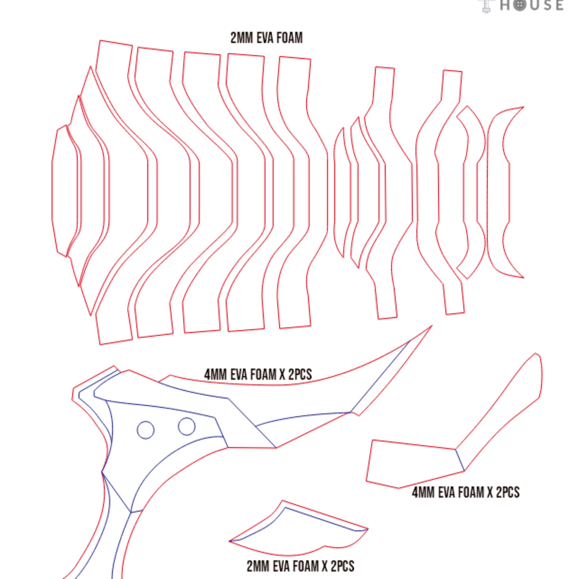 Prop Pattern: Knight Slayer Sword from Solo Leveling Cosplay Template Blueprint PDF