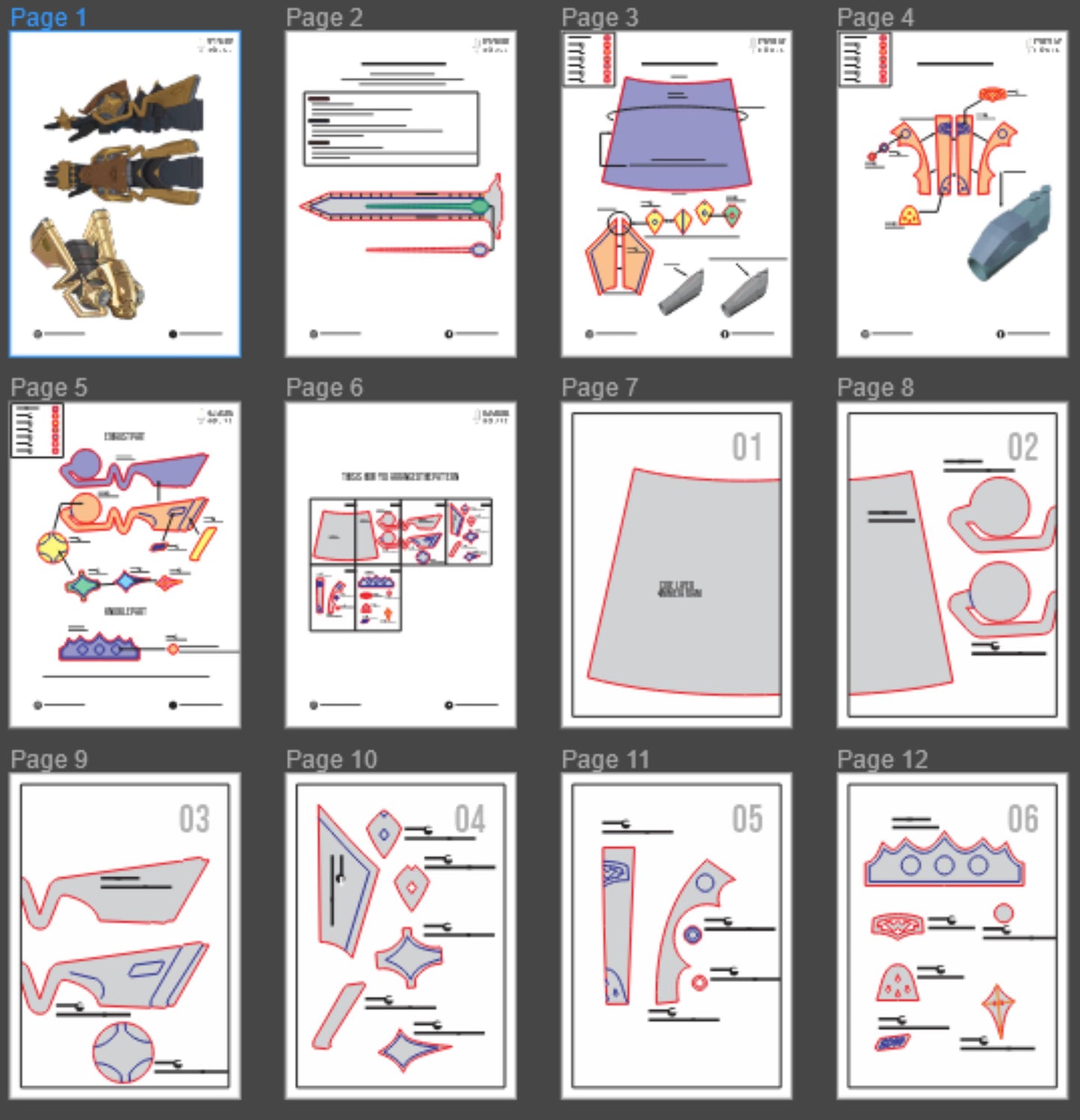 Prop Pattern: Lighter Gauntlet from Zenless Zone Zero Cosplay Template Blueprint PDF