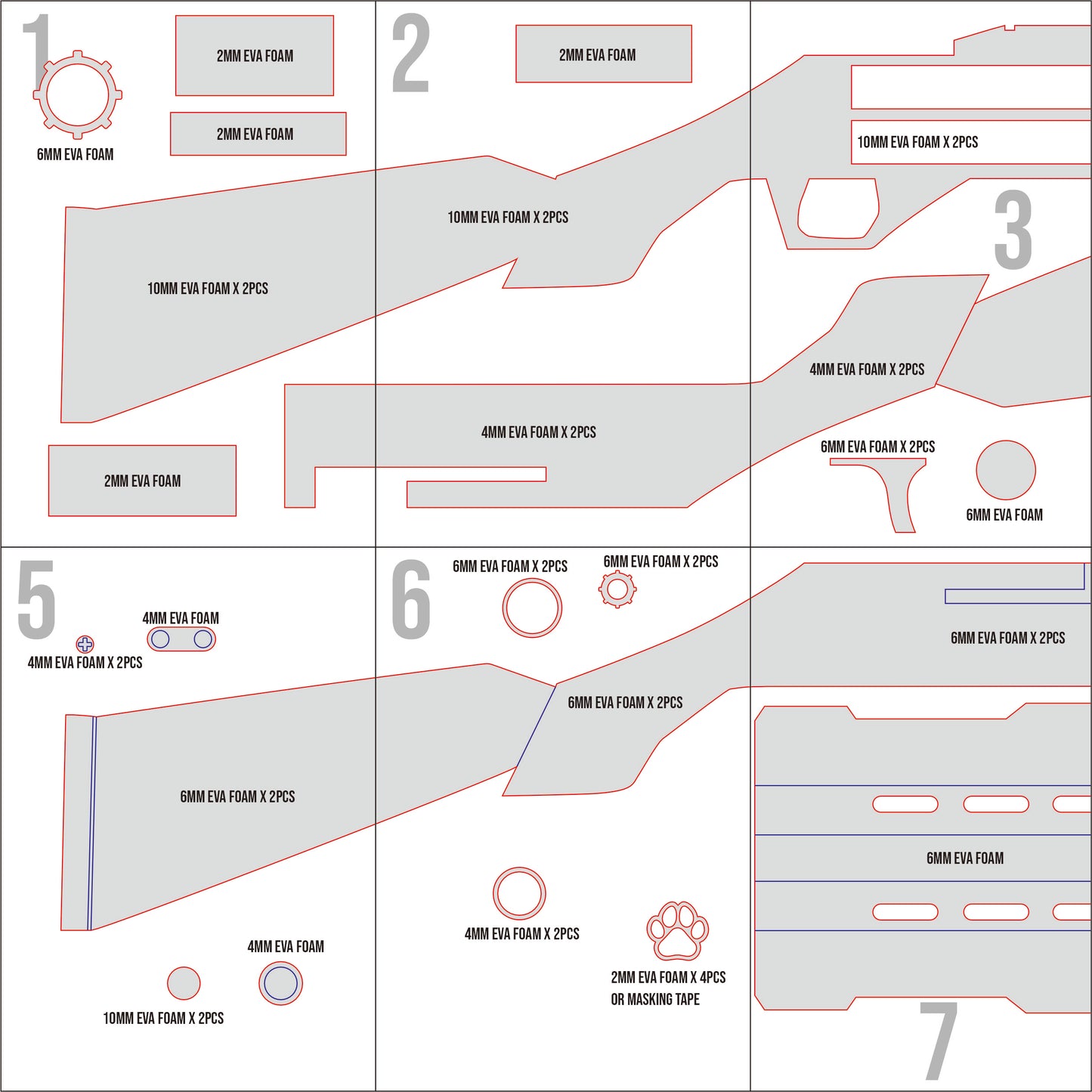 Prop Pattern: Privaty Maid Shotgun from Nikke Goddess of Victory Cosplay Template Blueprint PDF