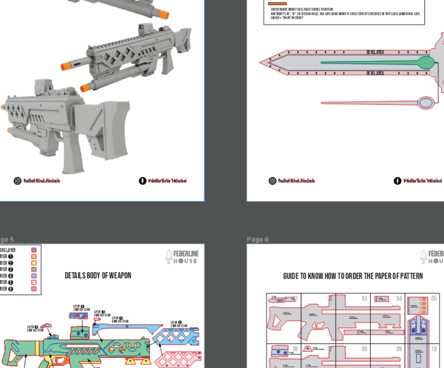 Prop Pattern: Rapi Gun from Nikke Goddess of Victory Cosplay Template Blueprint PDF