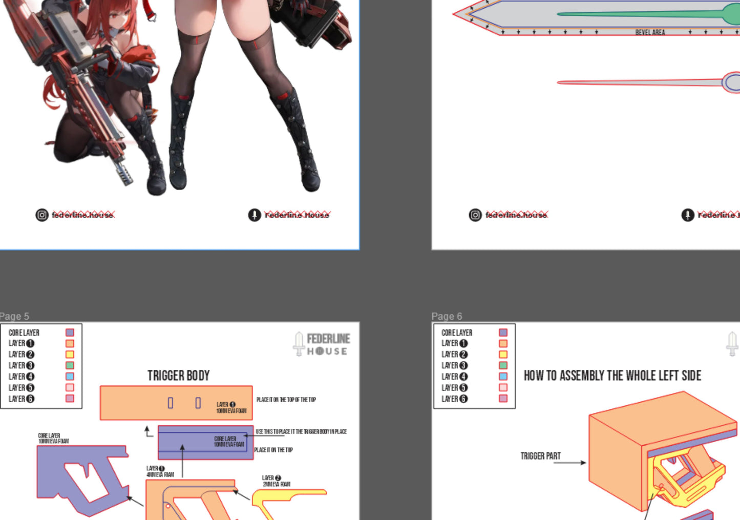 Prop Pattern: Red Hood Rapi Weapon from Nikke Goddess of Victory Cosplay Template Blueprint PDF